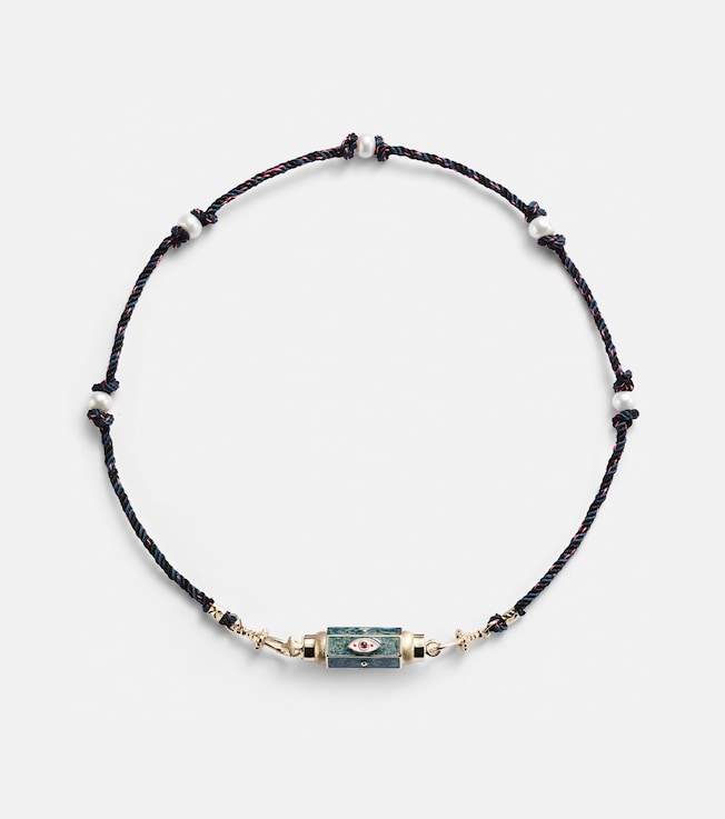 Evil Eye 14kt gold and enamel locket necklace with rubies | Marie Lichtenberg