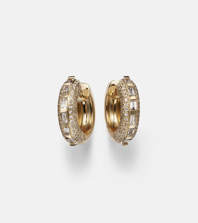 18kt gold hoop earrings with diamonds | Shay Jewelry