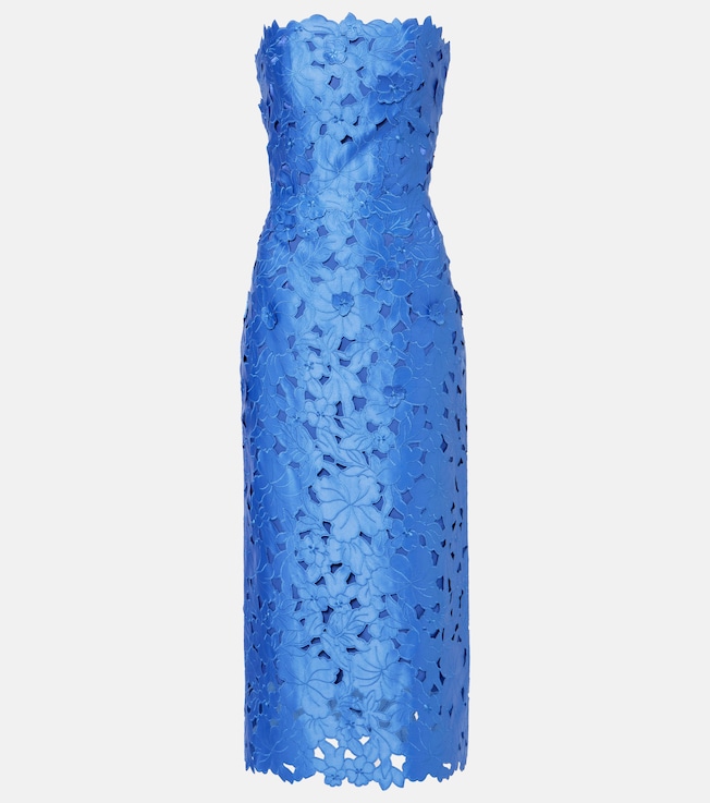 Delmara strapless lace midi dress | Costarellos