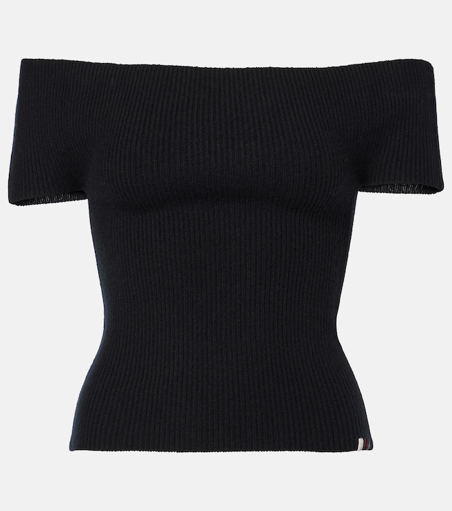 Libra off-shoulder cashmere-blend top | Extreme Cashmere