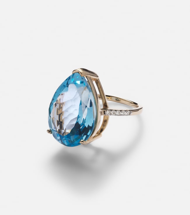 14kt gold ring with topaz and diamonds  | Mateo