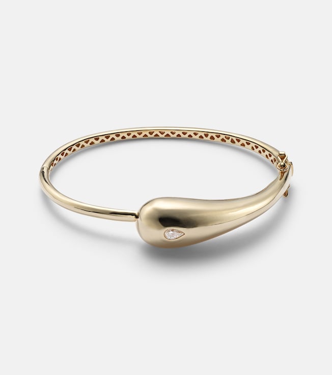 Water Droplet 14kt gold bangle with diamond | Mateo