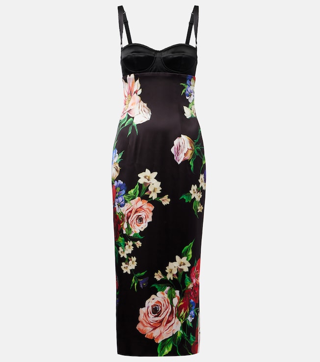 Floral satin midi dress | Dolce&Gabbana