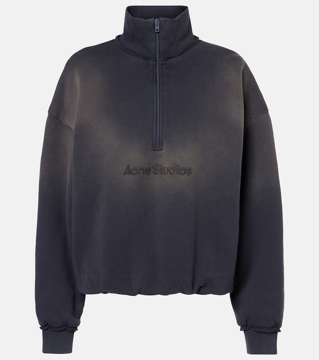 Logo cotton jersey half-zip sweatshirt | Acne Studios