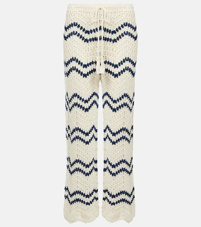 Nautical crochet cotton wide-leg pants | Anna Kosturova