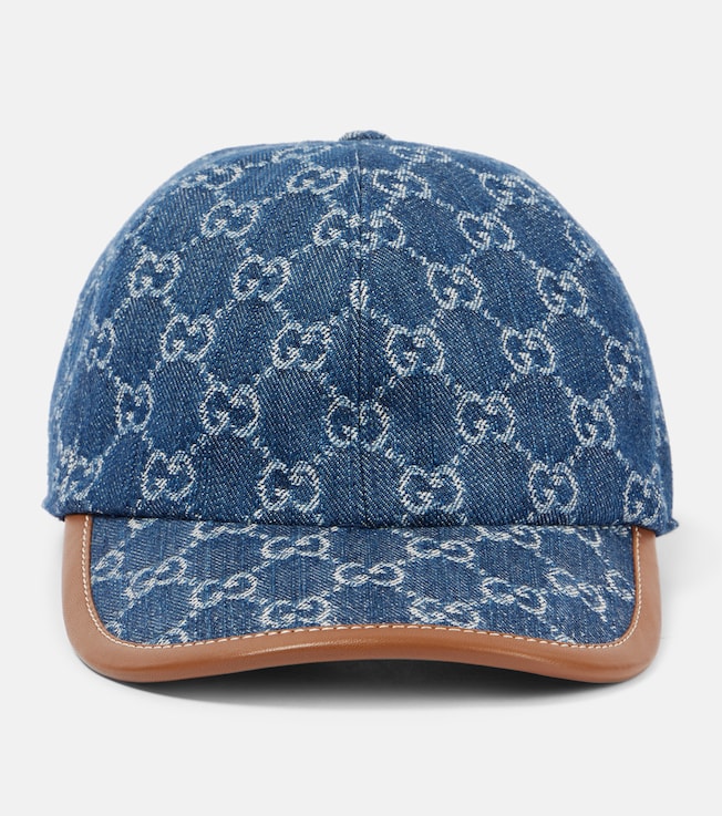 GG Canvas leather-trimmed denim baseball cap | Gucci