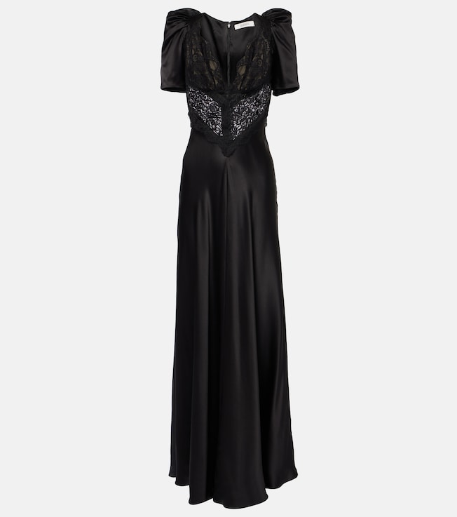 Lace-trimmed silk charmeuse gown | Rodarte