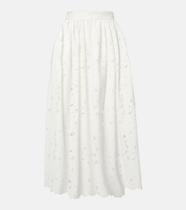 Gathered cotton-blend midi skirt | Erdem