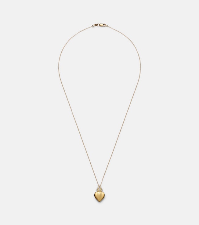 Flame Heart 18kt gold pendant necklace with diamonds  | Ileana Makri