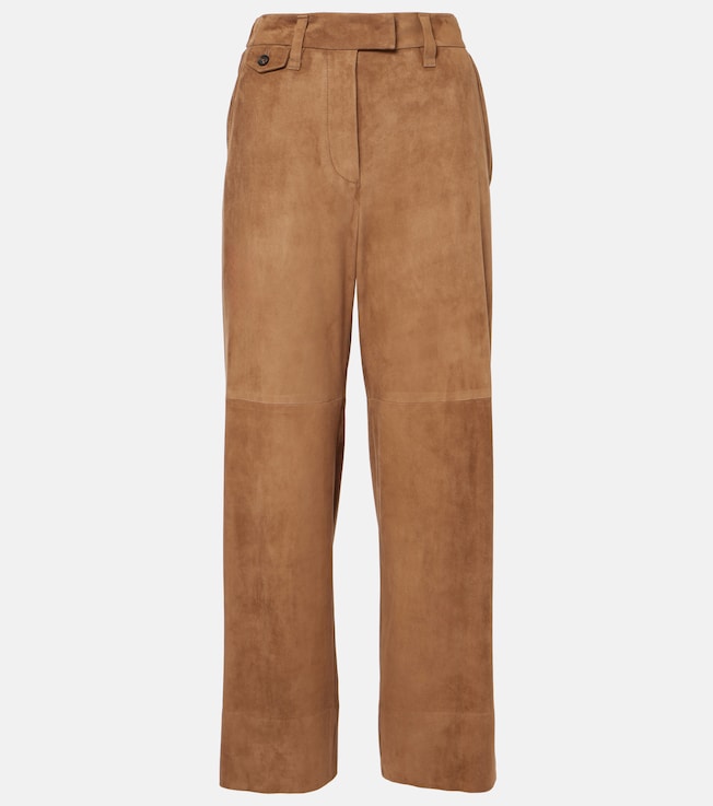 Mid-rise suede wide-leg pants | Brunello Cucinelli