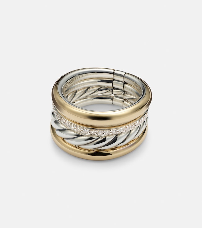 DY Mercer® 18kt gold and sterling silver ring with diamonds | David Yurman