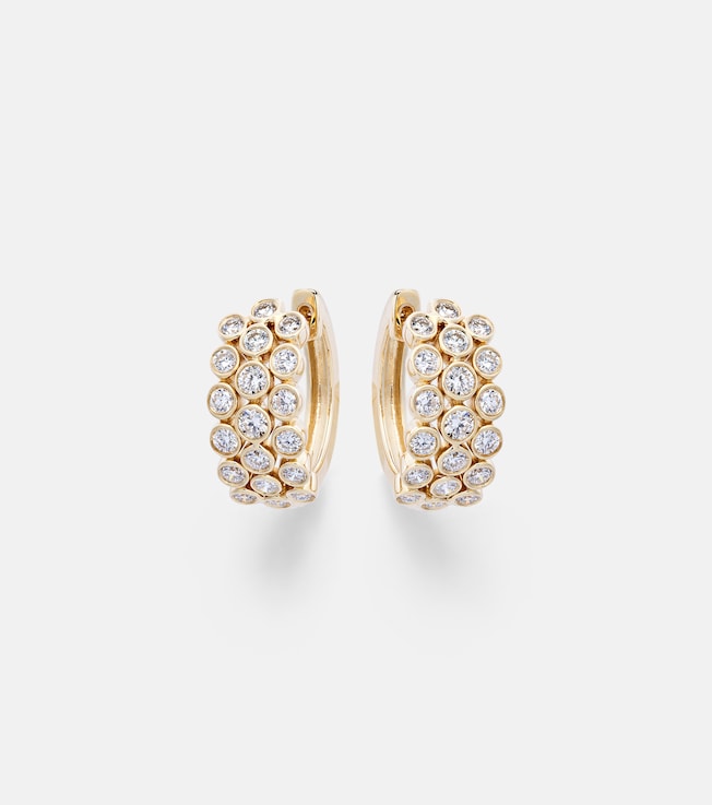 3 Row 18kt gold hoop earrings with diamonds | Anita Ko