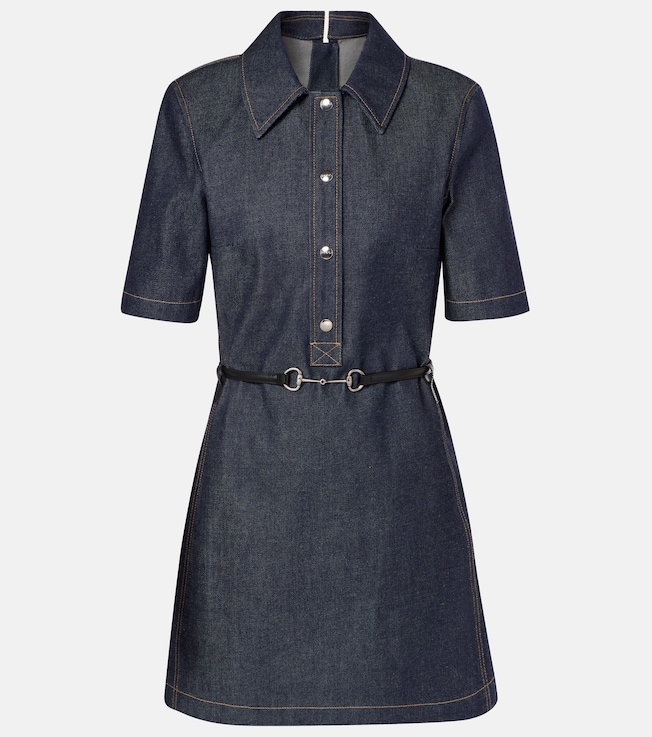 Horsebit belted denim minidress | Gucci