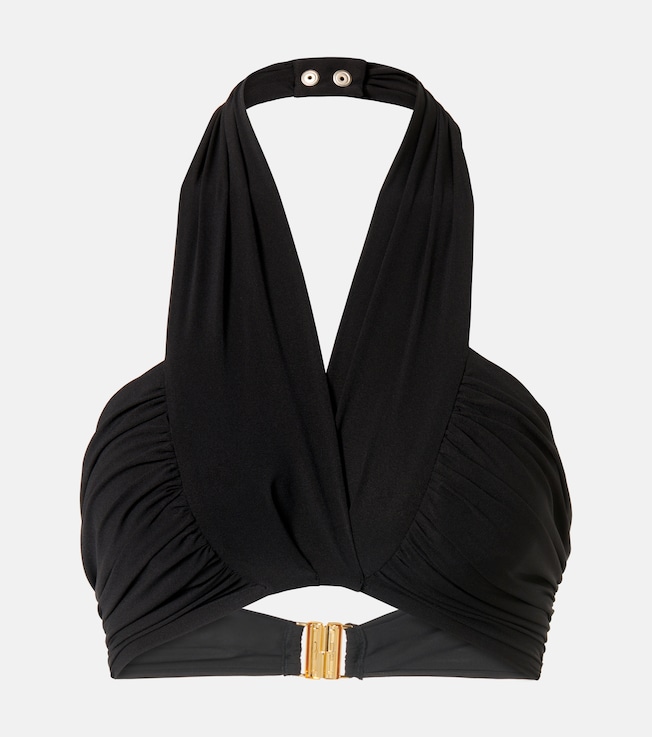 Draped halterneck bikini top | Balmain