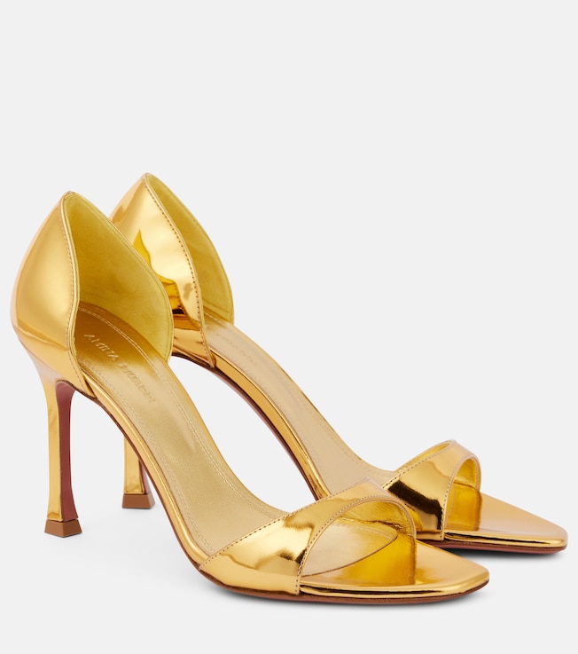 Agnese 95 mirrored leather sandals | Amina Muaddi