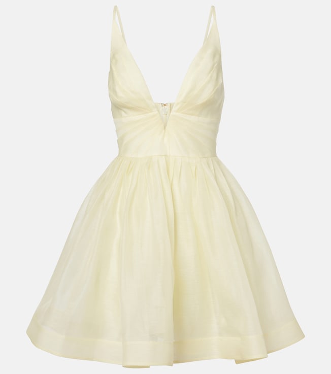 Illuminate pleated silk and linen minidress | Zimmermann