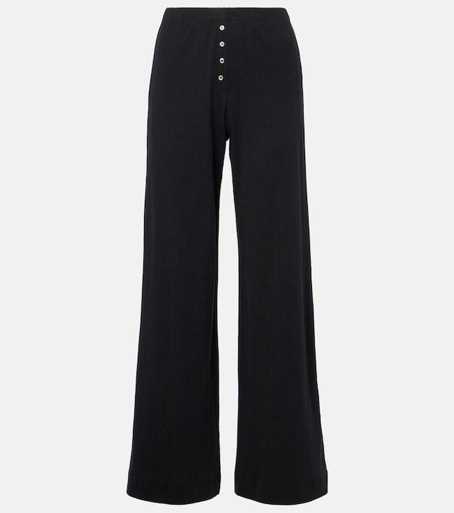 Pointelle cotton jersey wide-leg pants | Leset