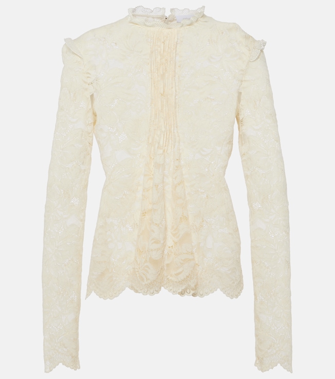 Pleated scalloped lace top | Rabanne