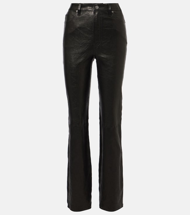 Le High Straight Long leather pants | Frame