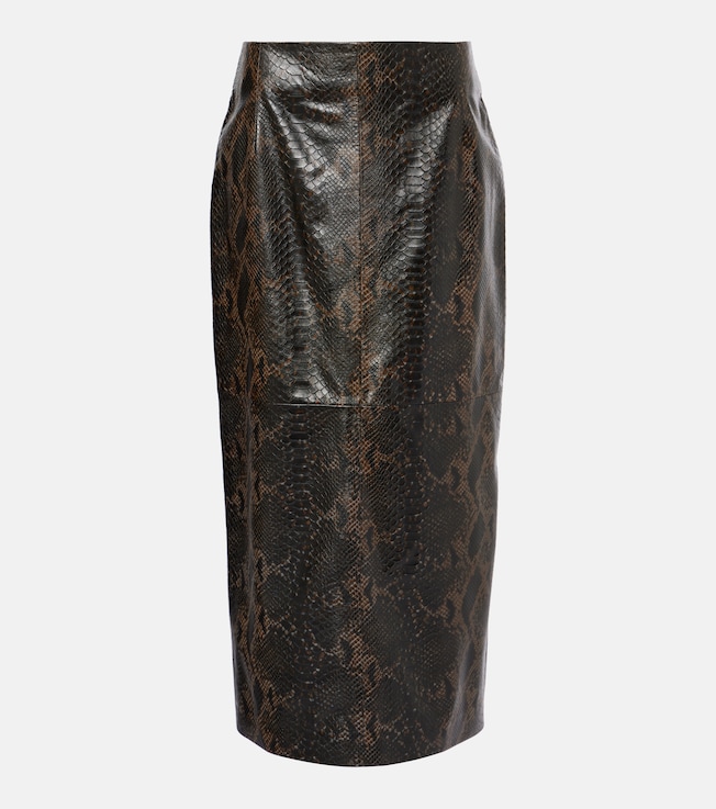 Elyse snake-effect leather maxi skirt | Nour Hammour