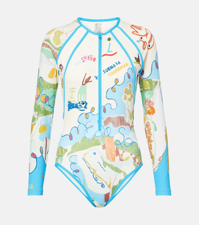 Nadia printed rashguard swimsuit | Alémais