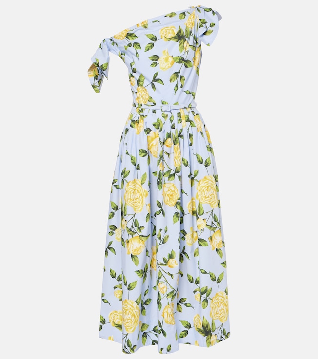 Floral cotton-blend poplin midi dress | Oscar de la Renta