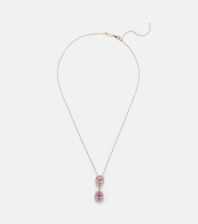 18kt gold pendant necklace with diamonds and sapphire | Suzanne Kalan