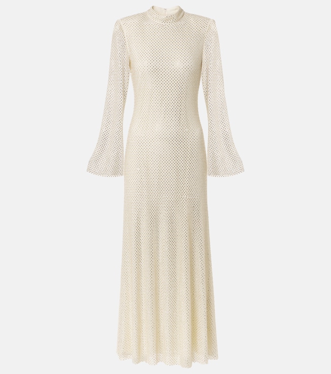 Embellished fishnet midi dress | Self-Portrait
