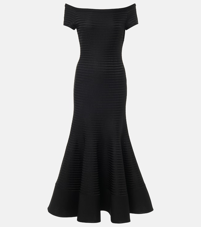 Off-shoulder striped maxi dress | Carolina Herrera