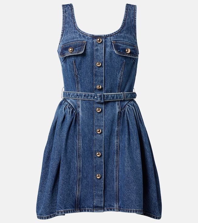 Belted denim minidress | Self-Portrait