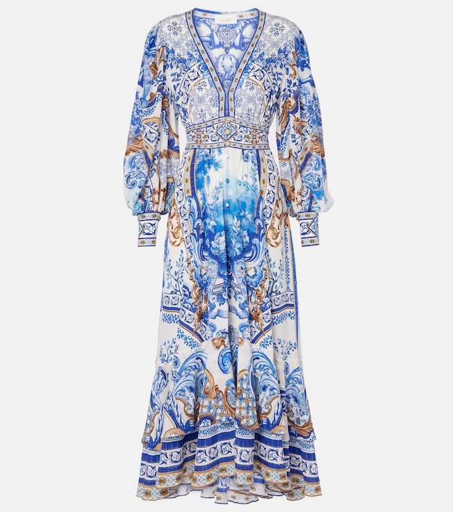 Printed silk midi dress | Camilla