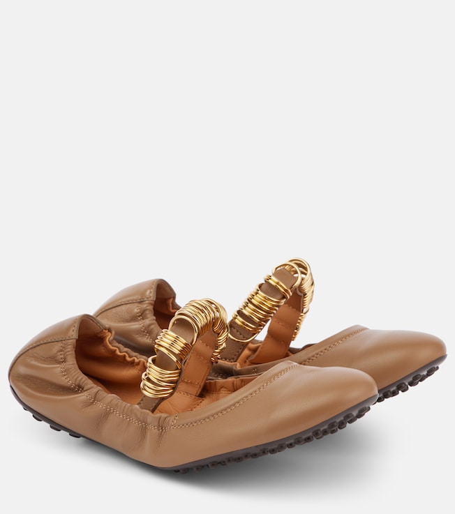 Embellished leather Mary Jane flats | Tod's