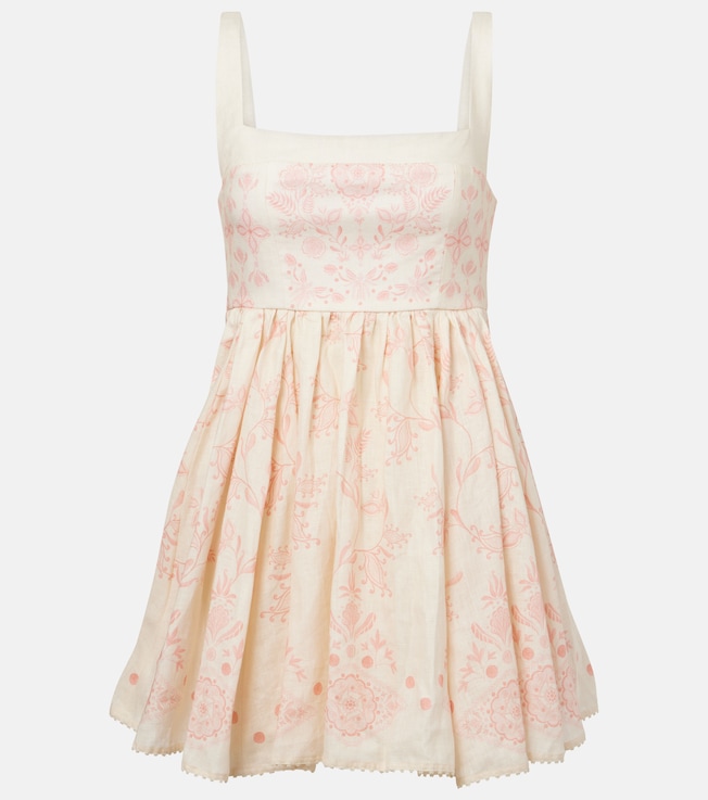 Hierbabuena Floritura linen minidress | Agua by Agua Bendita