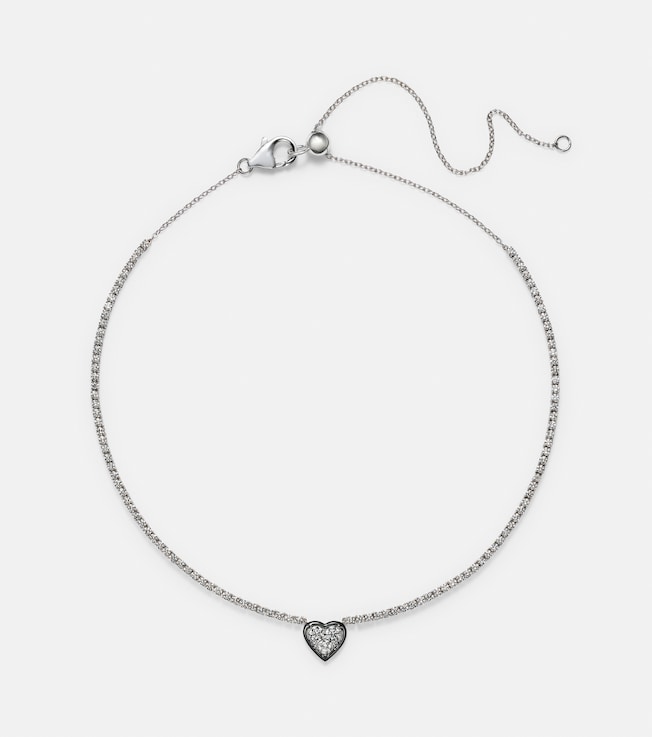 Heart 18kt white gold choker with diamonds | Kamyen