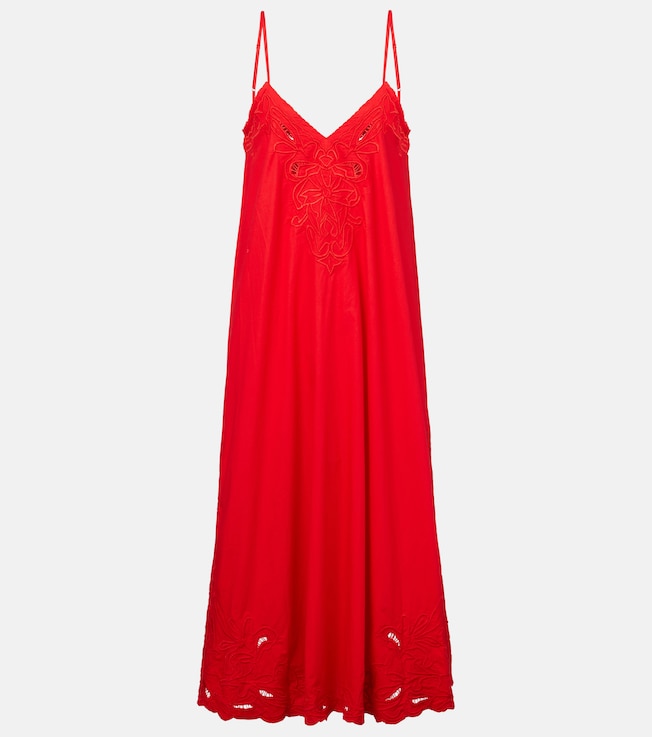 Embroidered cotton poplin midi dress | Juliet Dunn