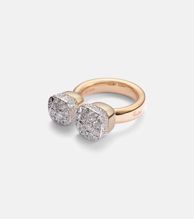 Nudo 18kt rose and white gold ring with diamonds | Pomellato