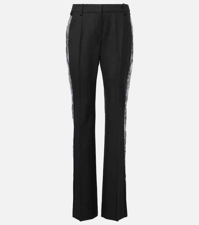 Lace-trimmed wool straight pants | Nina Ricci