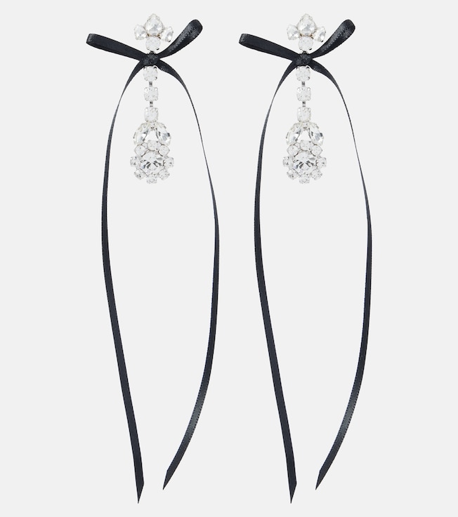 Bow-detail embellished drop earrings | Simone Rocha