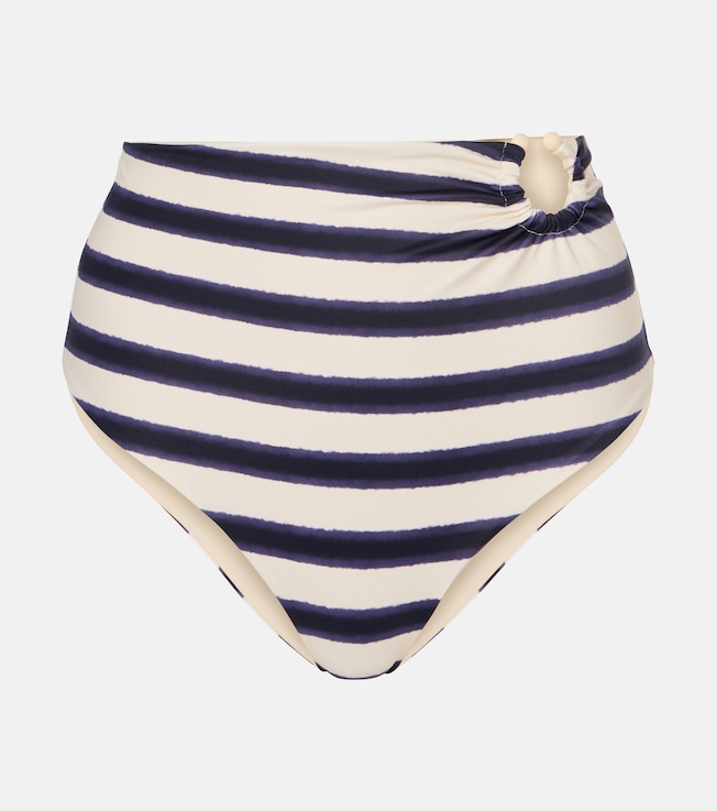 Striped high-rise bikini bottoms | Johanna Ortiz