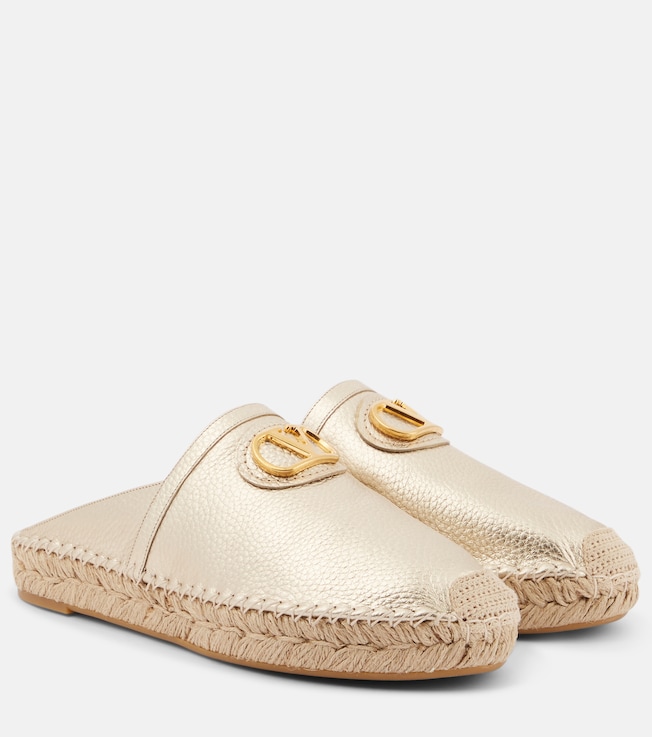 VLogo Signature metallic leather espadrilles | Valentino Garavani