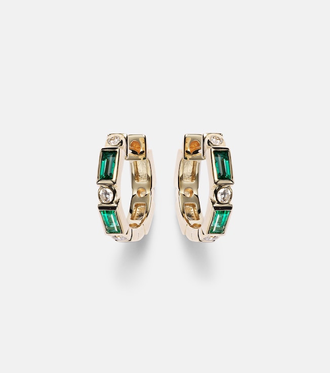 Huggie 14kt yellow gold embellished earrings | Sydney Evan