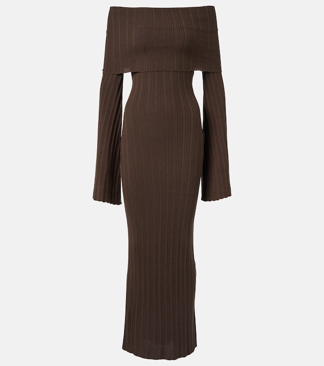 Off-shoulder silk-blend jersey maxi dress | Aya Muse