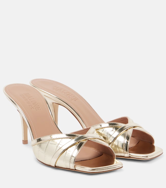 Perla 70 croc-effect leather mules | Malone Souliers