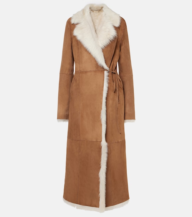 Joni shearling-lined suede coat | Nour Hammour