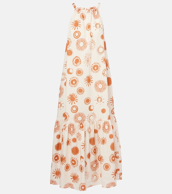 Ibiza printed linen and cotton maxi dress | Asceno