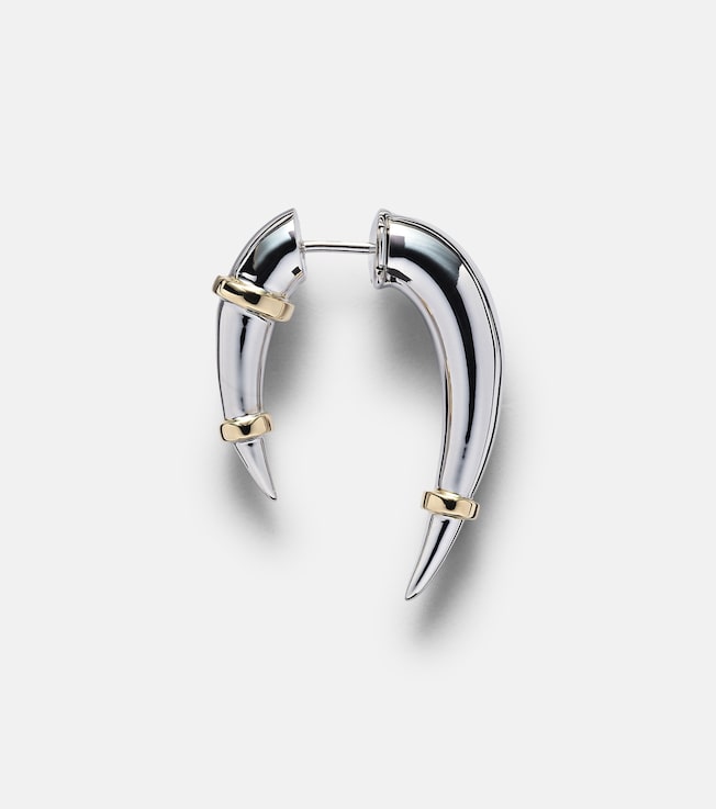 Horn 14kt white gold single earring  | Rainbow K