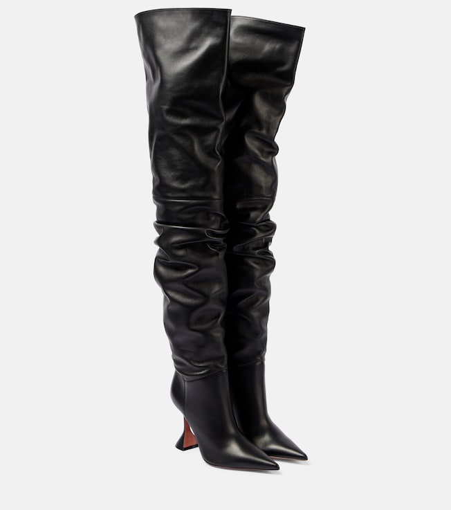 Olivia 95 leather over-the-knee boots | Amina Muaddi