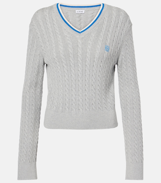 Cable-knit cropped cotton sweater | Loewe
