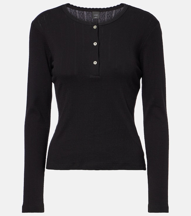 Pointelle cotton Henley shirt | Leset