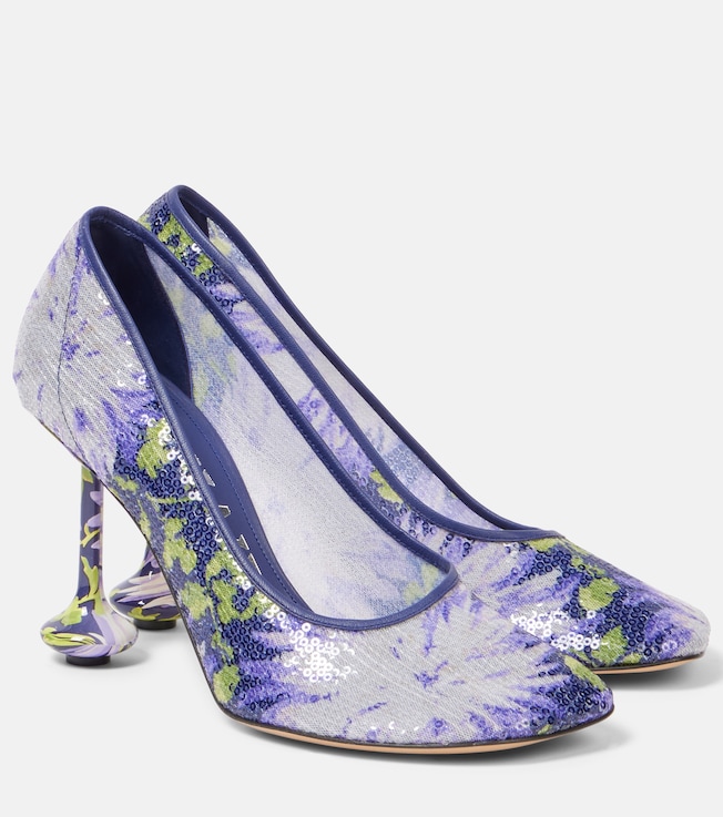 Toy 90 floral sequined mesh pumps | Loewe